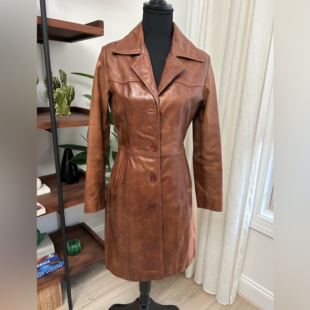 Natural leather trench